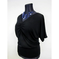 Bluzka Marika - maxi kimono z dekoltem i marszczeniem